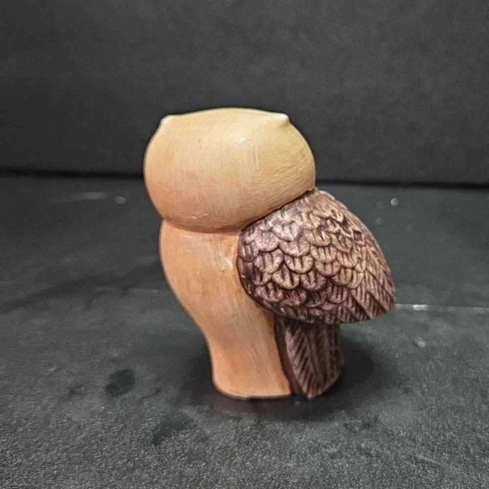 Owl Figurine‎ with Green Eyes, Vintage Ceramic Owl, Made in Portugal, Vtg Decor